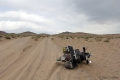 Erster Umfaller im Sand - Nix passiert aber das Motorrad mit Gepäck im Sand wieder hochzuwuchten ist gar nicht so einfach